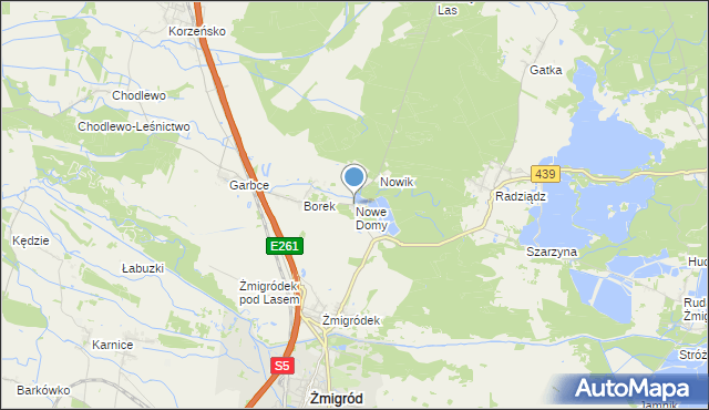 mapa Nowe Domy, Nowe Domy gmina Żmigród na mapie Targeo